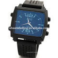 Square dial blue face army silicone wristband watch